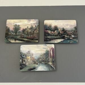 1997 Thomas Kinkade's Lamplight Village Rectangular Decor Plate Lot of 3